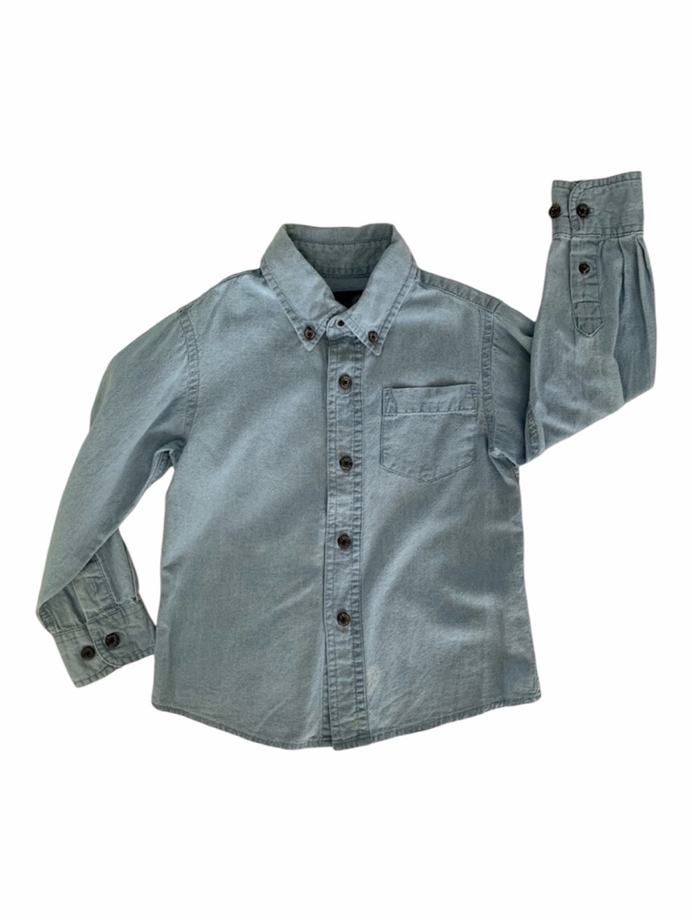 J. Khaki Button Down Shirt Boys Size 4 Light Blue Denim Long Sleeves Lightweight